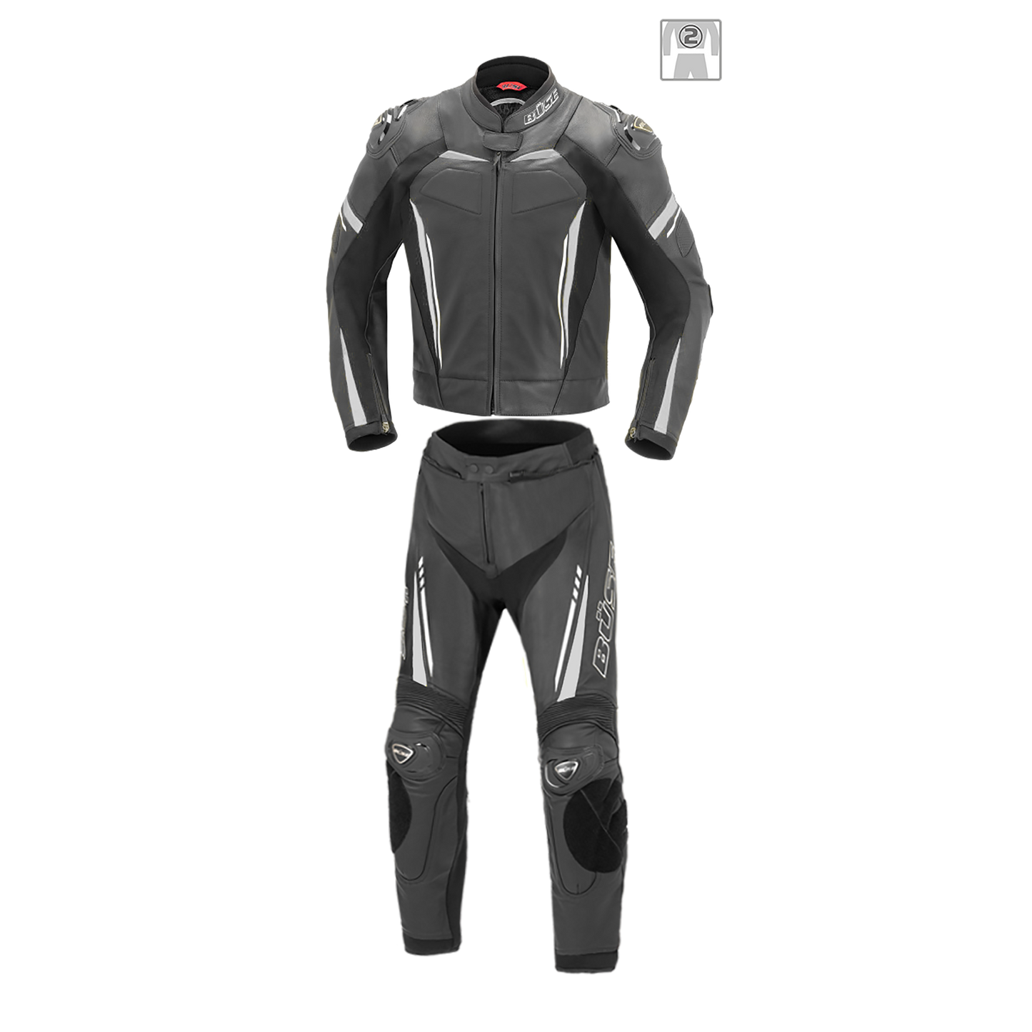 BÜSE Imola Motorrad-Lederkombi 2tlg. schwarz/weiß mit Protektoren