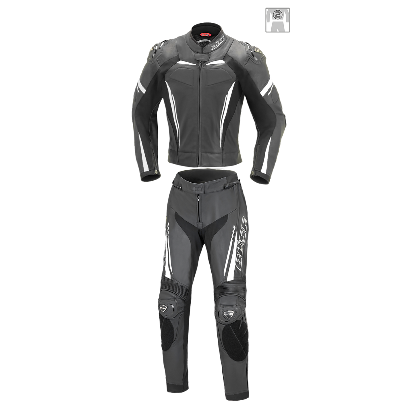 BÜSE Imola Damen Motorrad-Lederkombi 2 tlg. schwarz/weiß mit Protektoren