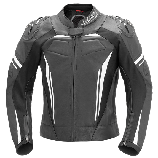 BÜSE Imola Damen Motorrad-Lederjacke schwarz/weiß mit Protektoren