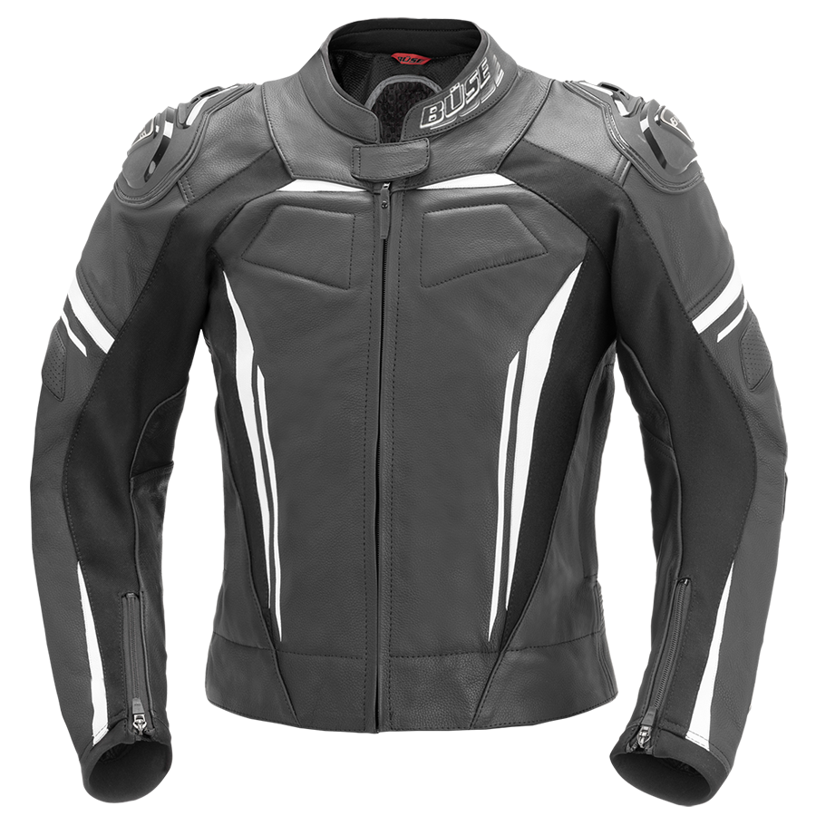 BÜSE Imola Damen Motorrad-Lederjacke schwarz/weiß mit Protektoren