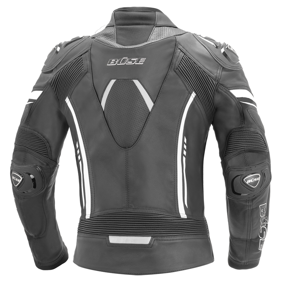 BÜSE Imola Damen Motorrad-Lederjacke schwarz/weiß mit Protektoren