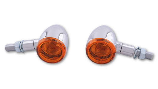 SHIN YO MINI BULLET Motorrad Blinker Chrom / Glas Orange, E-geprüft (Paar)