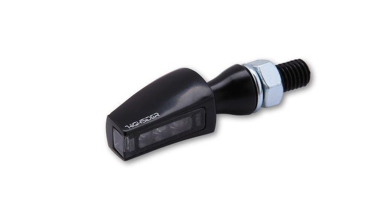 HIGHSIDER Motorrad LED Blinker Flight Schwarz Rauchglas E-geprüft (Paar)