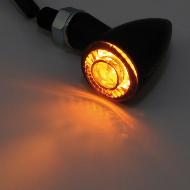 HIGHSIDER Apollo Bullet Motorrad LED Blinker Schwarz/Rauchgrau (Paar)