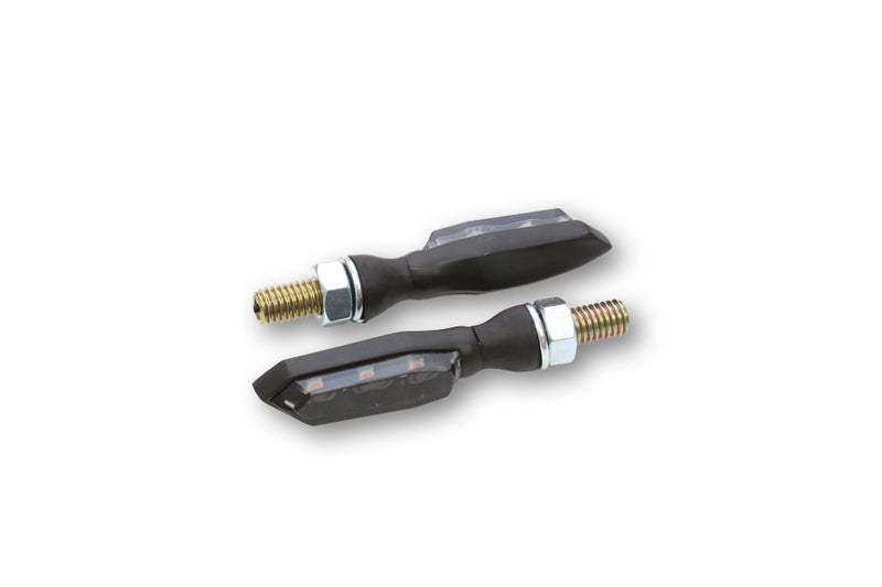 HIGHSIDER Sonic-X1 Motorrad LED Blinker Schwarz / Rauchgrau Glas (Paar)