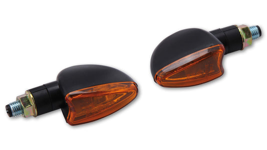 SHIN YO Motorrad Mini-Blinker Arrow Schwarz / Orange, E-geprüft (Paar)