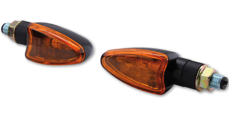 SHIN YO Motorrad Mini-Blinker Arrow Schwarz / Orange, E-geprüft (Paar)