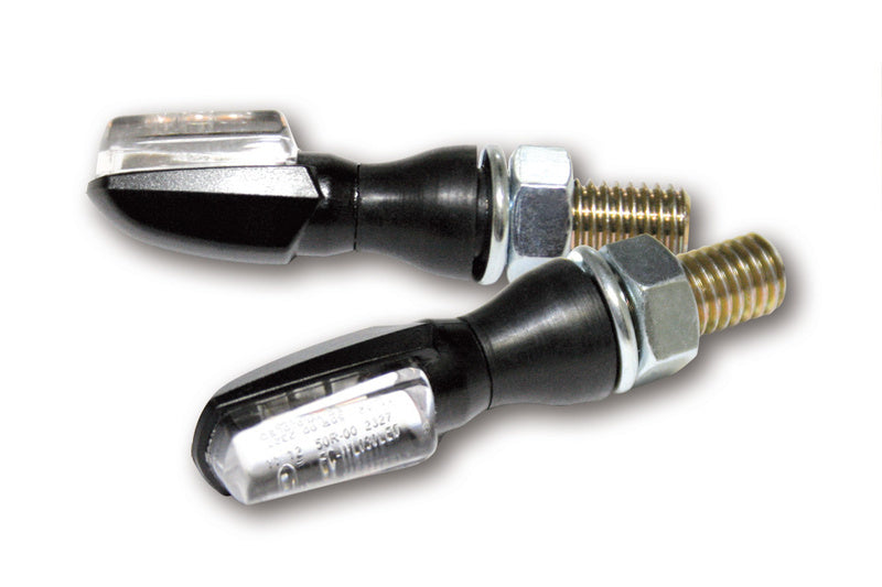 SHIN YO Spark Motorrad LED Blinker Schwarz klares Glas E-geprüft Paar