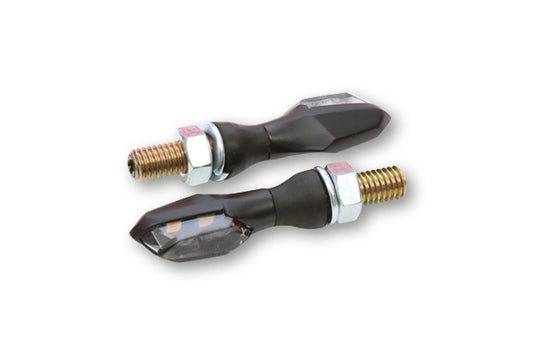 HIGHSIDER Motorrad LED Blinker Sonic-X2 Schwarz Glas Rauchgrau (Paar)