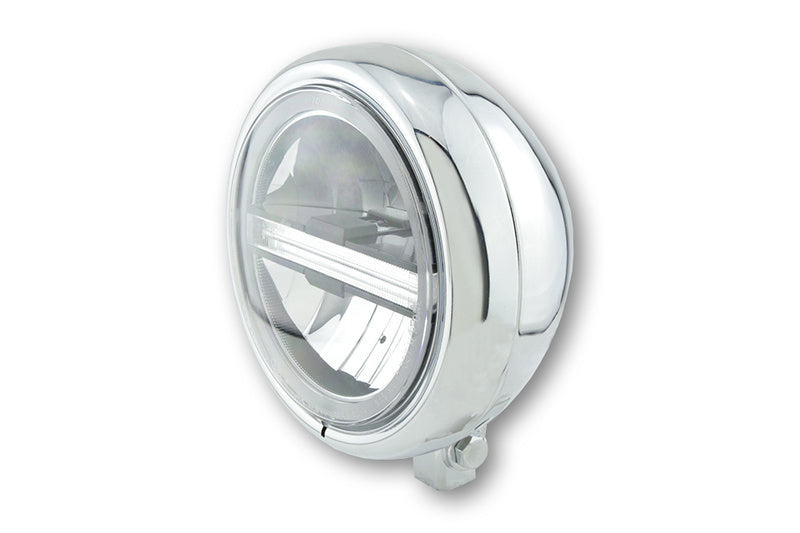 Highsider 5 3/4 Zoll Pecos Typ 6 Motorrad LED Scheinwerfer Chrom E-geprüft