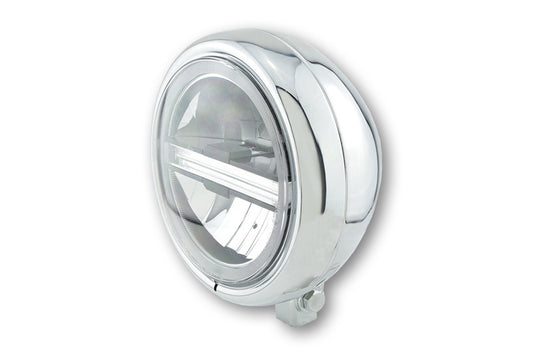 Highsider 5 3/4 Zoll Pecos Typ 6 Motorrad LED Scheinwerfer Chrom E-geprüft