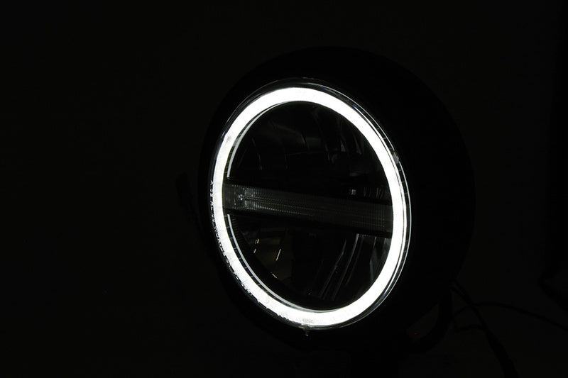 Highsider 5 3/4 Zoll Pecos Typ 6 Motorrad LED Scheinwerfer Chrom E-geprüft