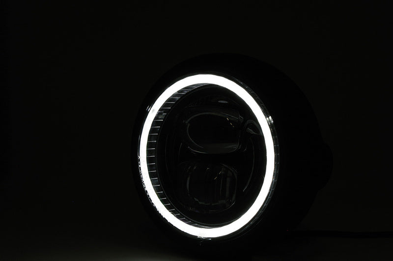 Highsider 5 3/4 Zoll Pecos Typ 7 Motorrad LED Scheinwerfer Schwarz E-geprüft