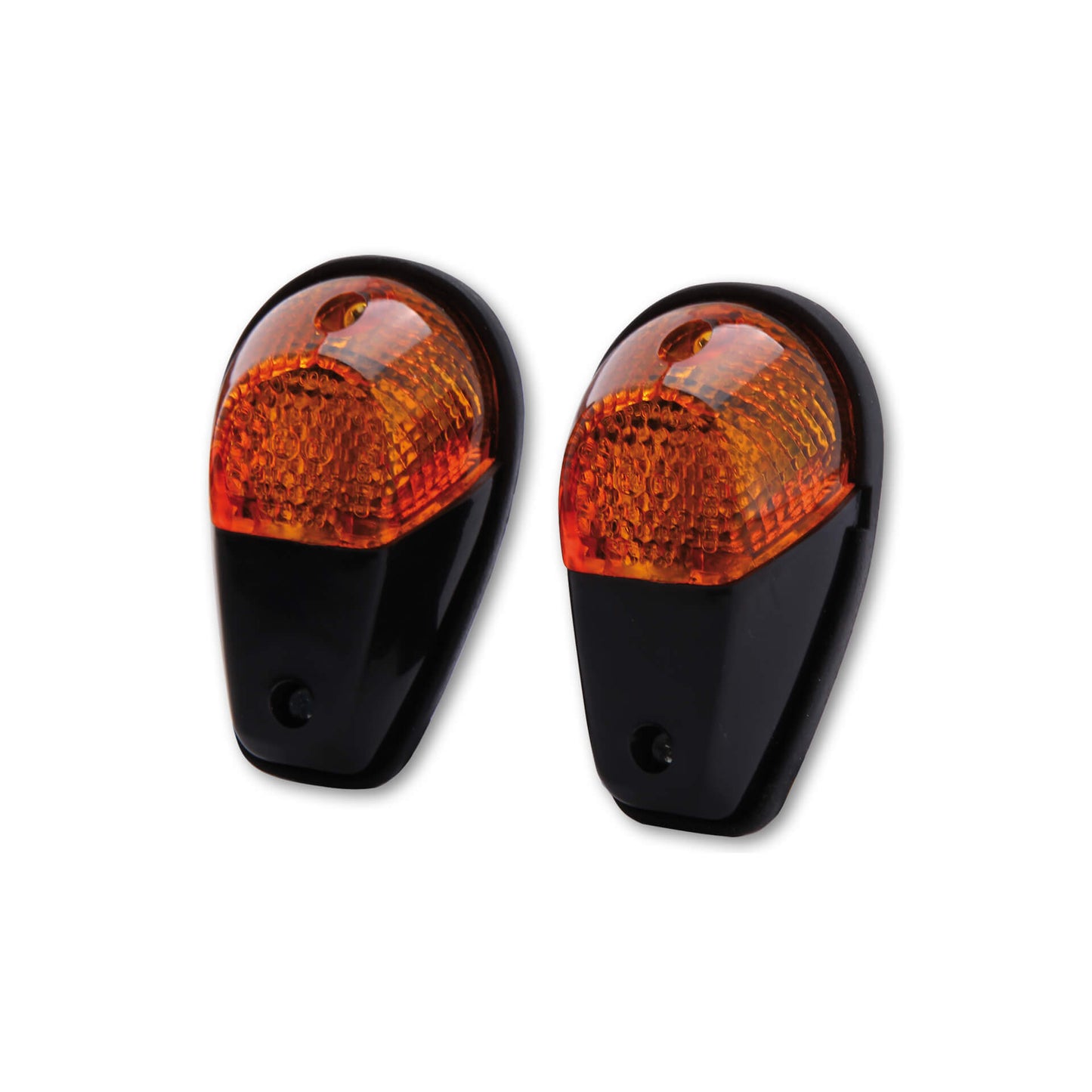 HIGHSIDER Motorrad Verkleidungsblinker Gehäuse Schwarz / Glas Orange (Paar) Vorn