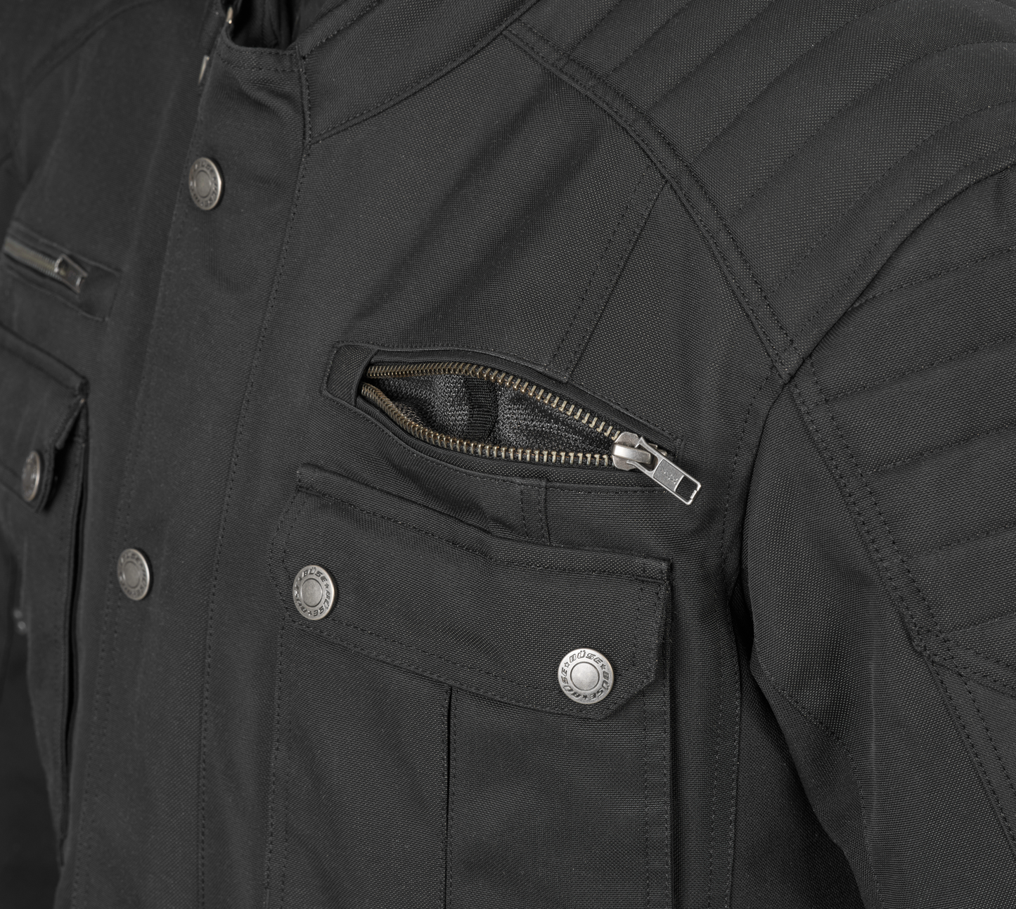 BÜSE Carson II Motorrad-Textiljacke schwarz wasserdicht mit Protektoren