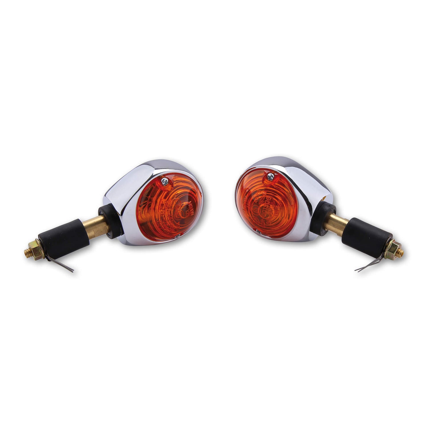 HIGHSIDER smart Ochsenauge Motorrad Lenkerendenblinker Chrom/Orange (Paar)