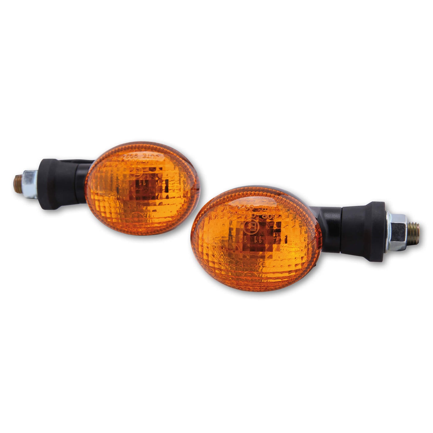 SHIN YO Motorrad Mini Blinker Oval Schwarz/Orange E-geprüft (Paar)