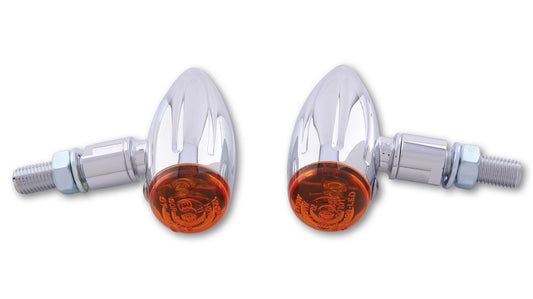 HIGHSIDER smart Micro-Bullet Motorrad Blinker Chrom Orange E-geprüft (Paar)