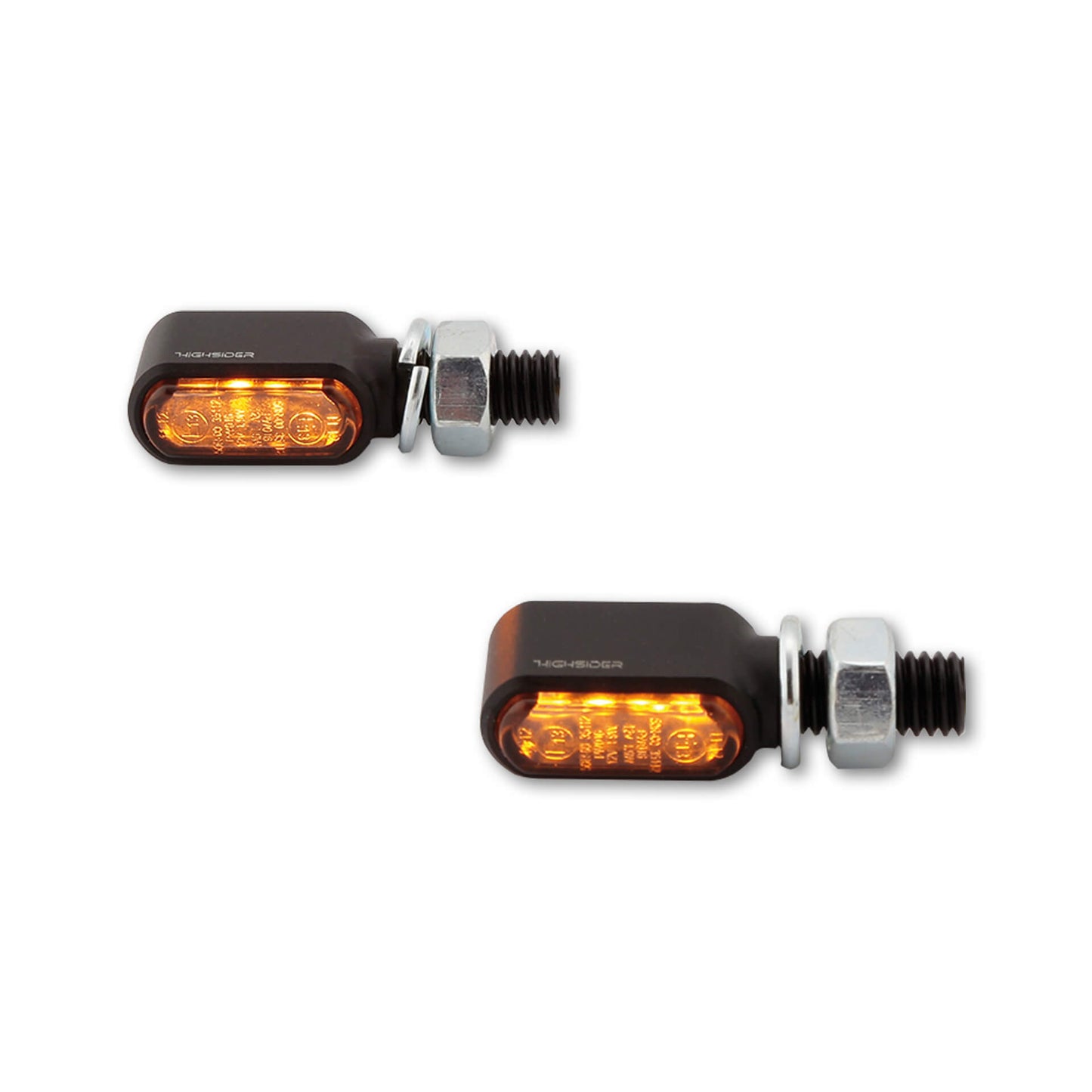 HIGHSIDER Motorrad LED Blinker Little Bronx Schwarz Rauchgrau E-geprüft (Paar)