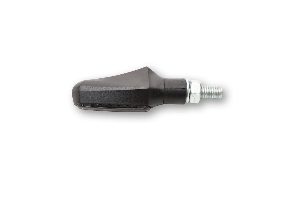 HIGHSIDER smart Motorrad LED Blinker Shorty-Fin Schwarz Glas Rauchgrau (Paar)