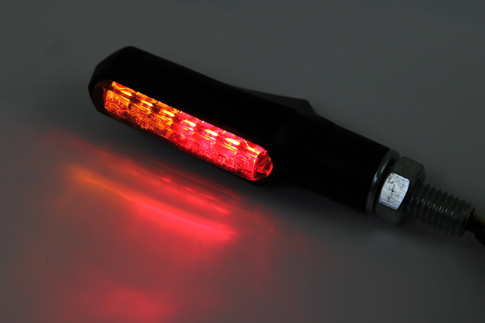 SHIN YO Shorty-Fin Motorrad LED Rücklicht Blinker 3in1 Schwarz E-geprüft (Paar)