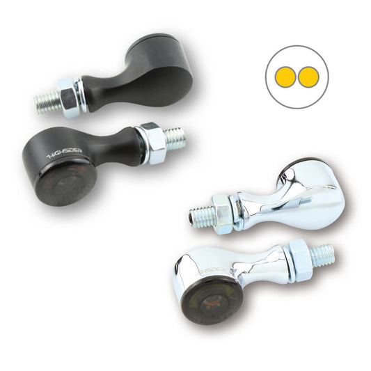 HIGHSIDER Apollo Classic Motorrad LED Blinker Schwarz/Chrom E-geprüft Paar