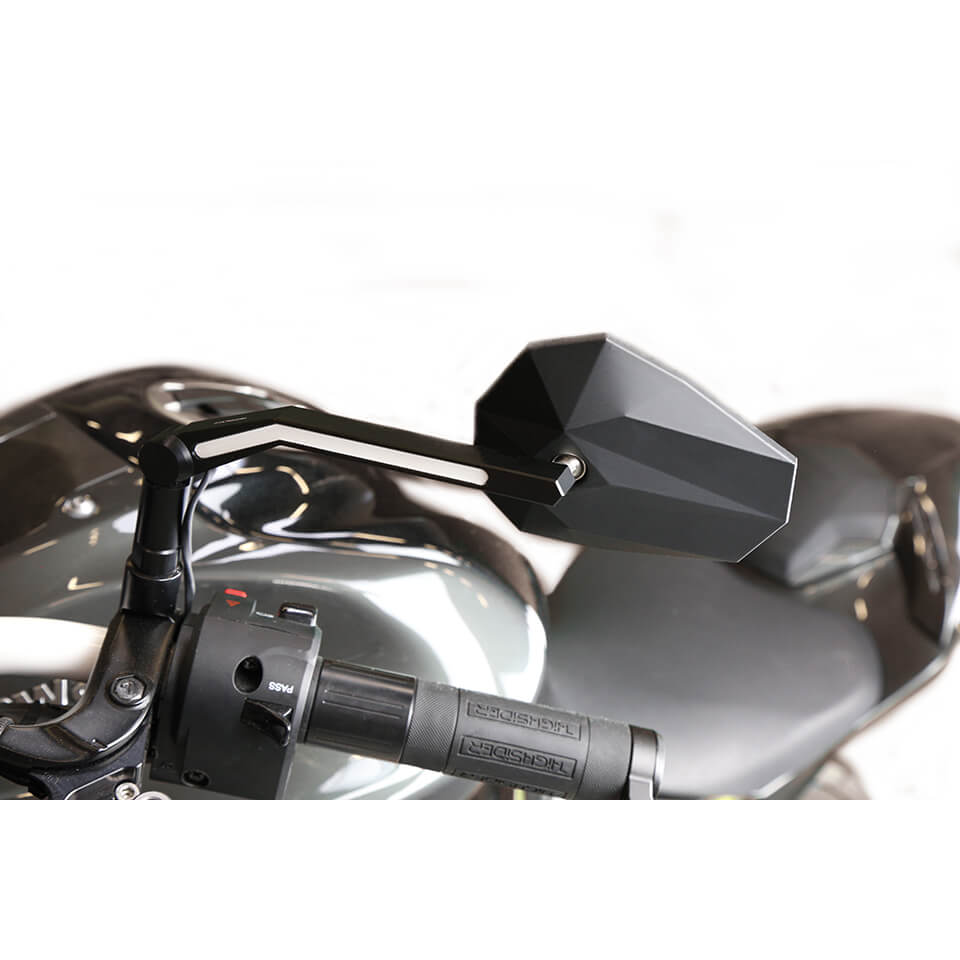 HIGHSIDER Stealth-X3 Motorrad Spiegel Schwarz LED Positionslicht E-geprüft Paar