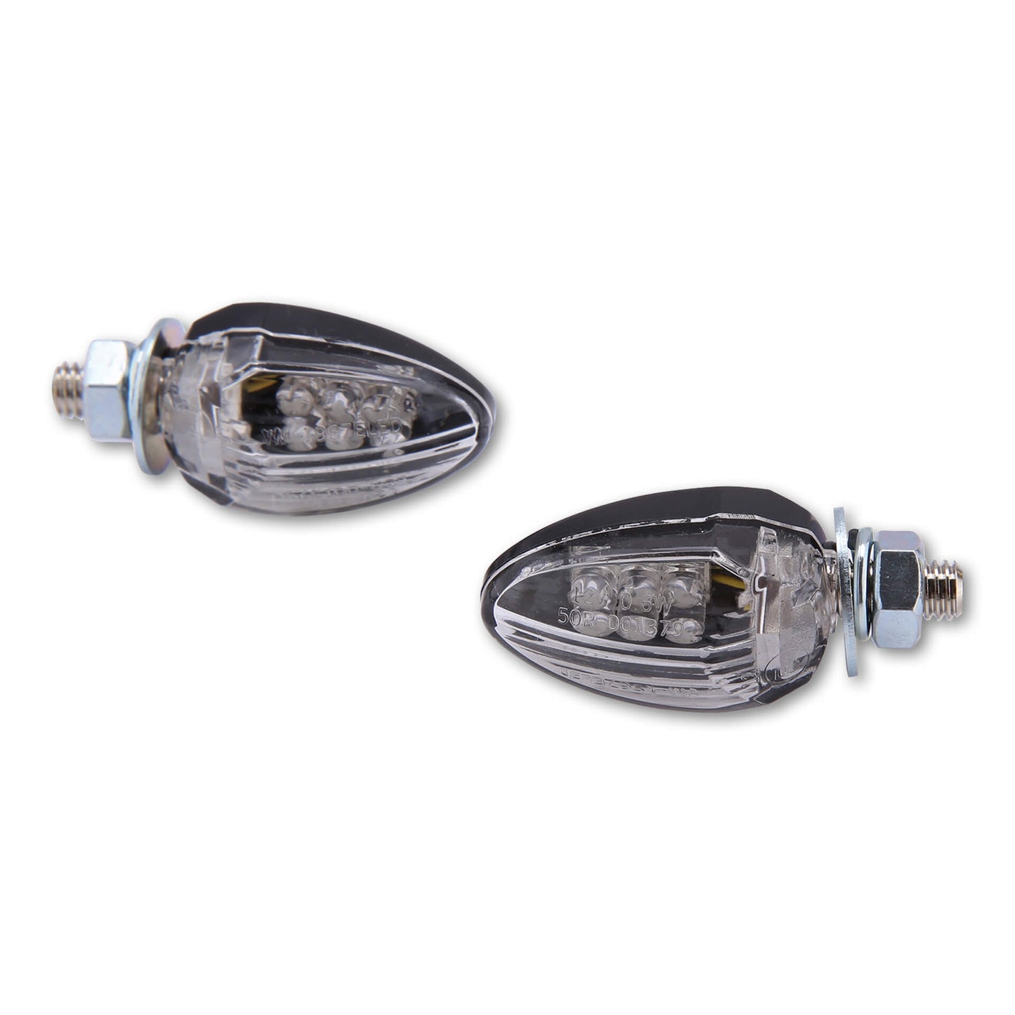 SHIN YO Motorrad Mini LED Blinker Drop Schwarz Klar E-geprüft (Paar)