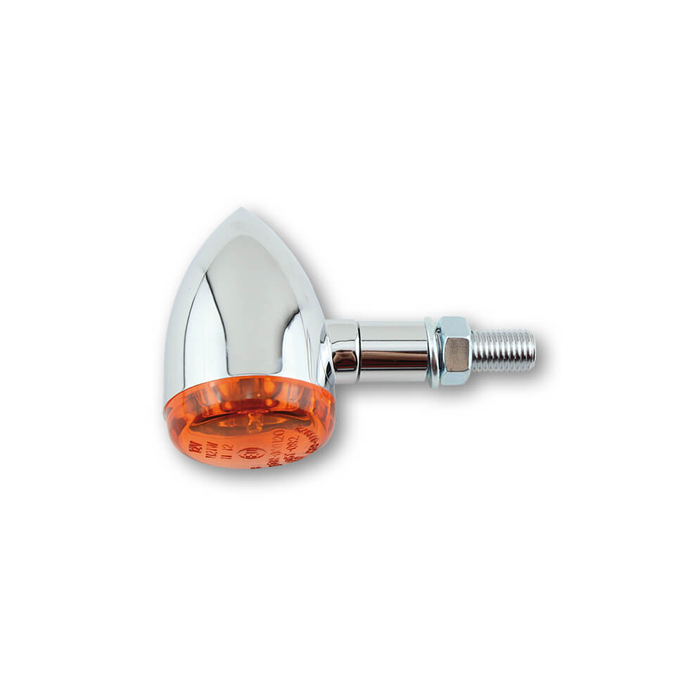 SHIN YO MINI BULLET Motorrad Blinker Chrom / Glas Orange, E-geprüft (Paar)