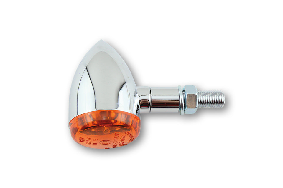 SHIN YO MINI BULLET Motorrad Blinker Chrom / Glas Orange, E-geprüft (Paar)