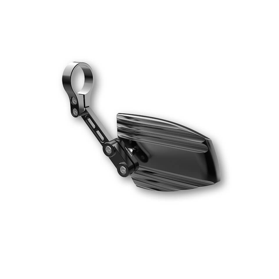 HIGHSIDER Motorrad Lenkerendenspiegel Wave Schwarz/Schwarz E-geprüft (Paar)
