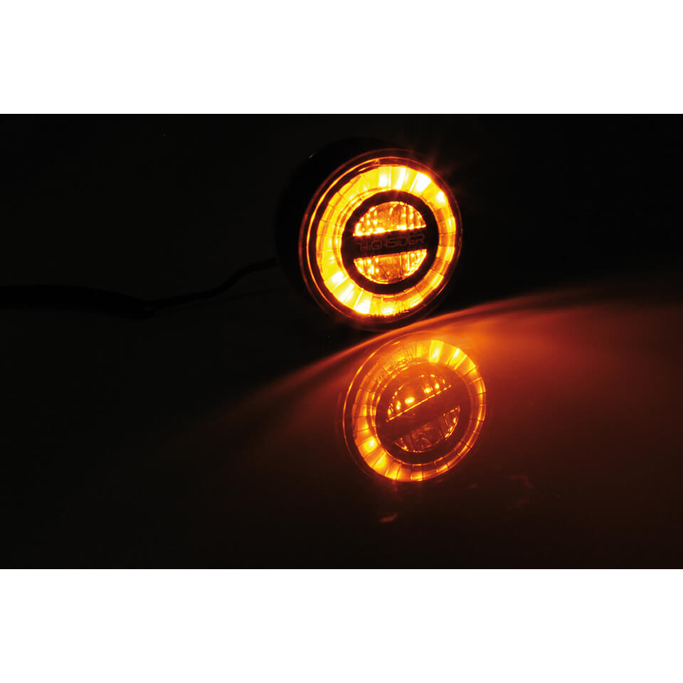 HIGHSIDER Motorrad LED Blinker Rocket Schwarz Rauchgrau E-geprüft (Paar)