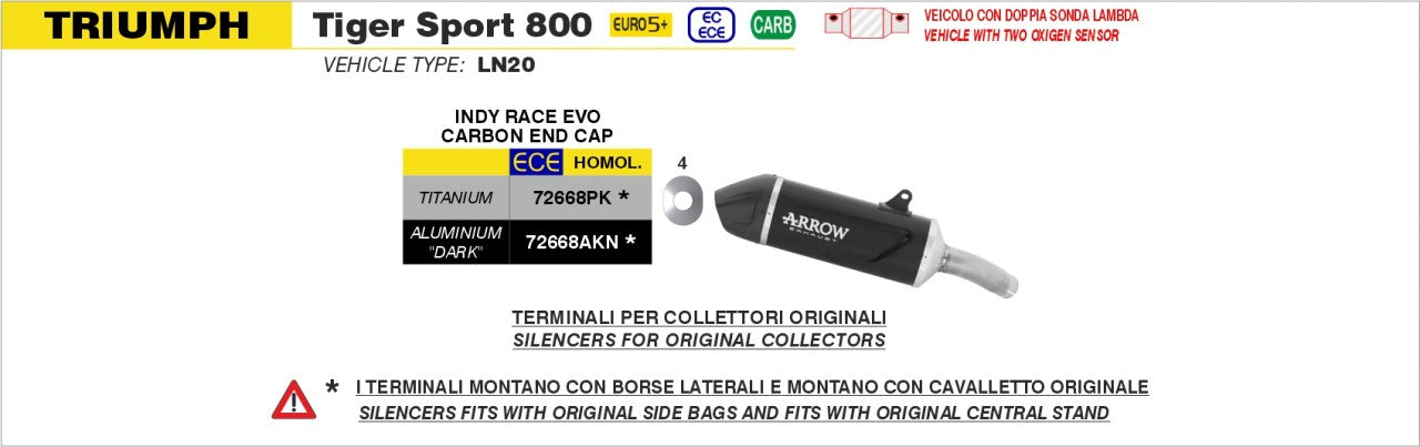 ARROW Indy Race EVO Auspuff Carbon passend für TRIUMPH Tiger Sport 800 2025