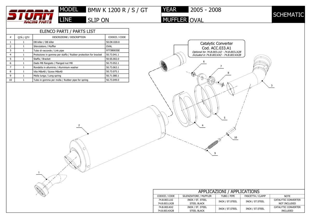 STORM OVAL Auspuff passend für BMW K 1200 R / S / GT 2005-2008