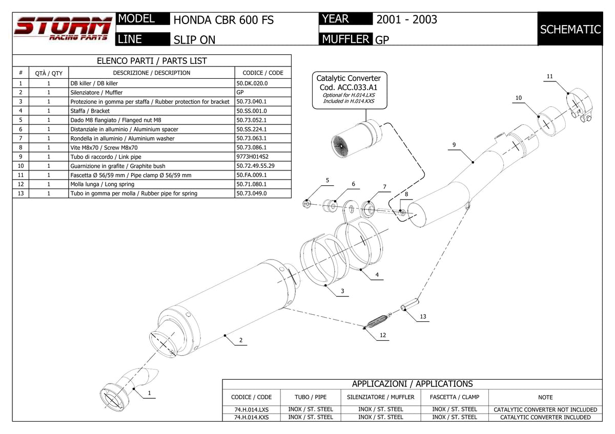 STORM GP Auspuff schwarz passend für Honda CBR 600 FS 2001-2003