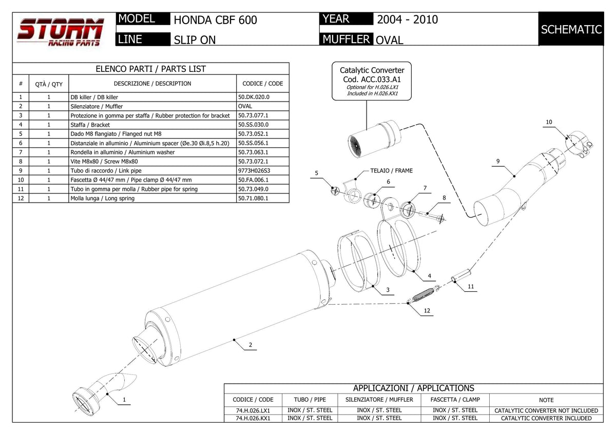 STORM OVAL Auspuff passend für Honda CBF 600 2004-2010