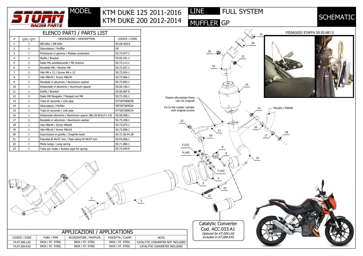 STORM GP Auspuff schwarz passend für KTM 125 DUKE 2011-2016