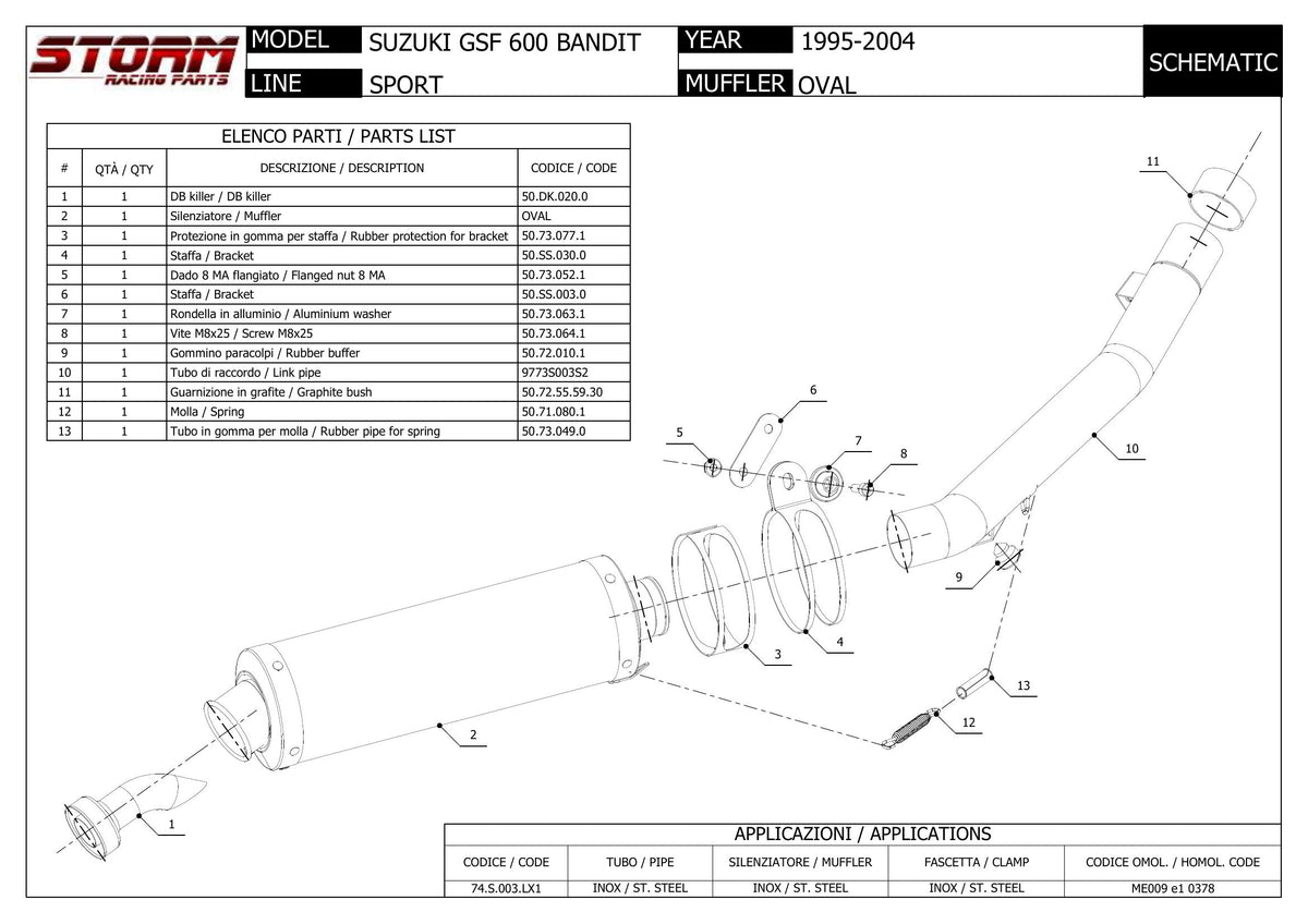 STORM OVAL Auspuff passend für Suzuki GSF 600 Bandit 1995-2004