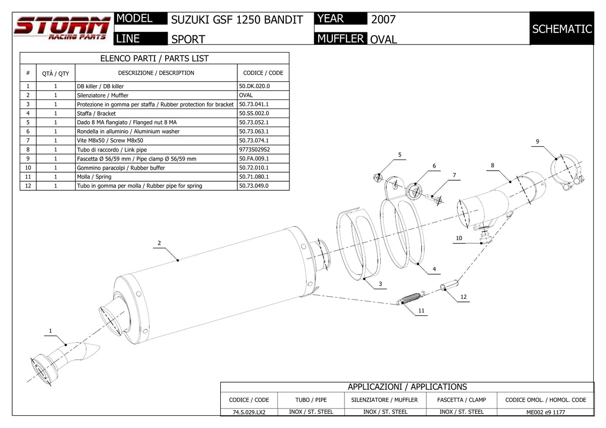 STORM OVAL Auspuff passend für SUZUKI GSF 1250 BANDIT 2007-2016