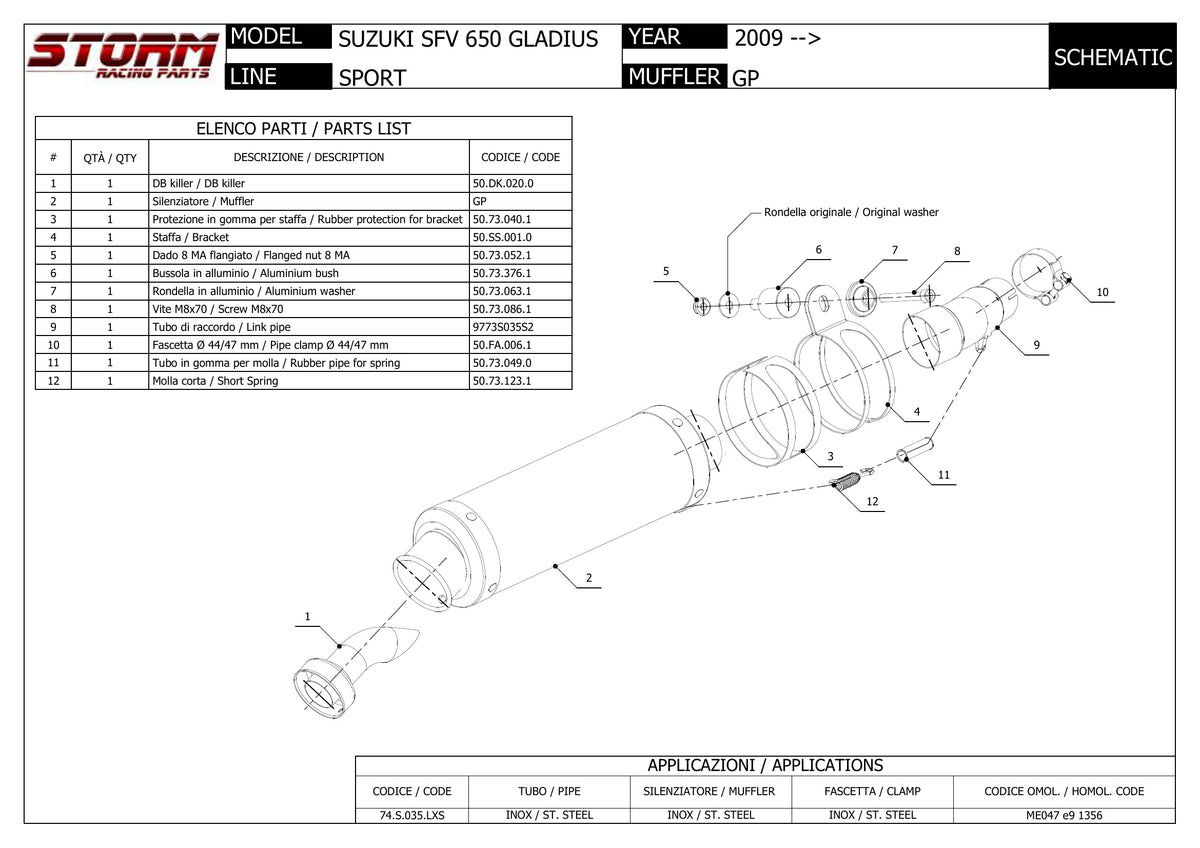 STORM GP Auspuff schwarz passend für Suzuki Gladius 2009-2015