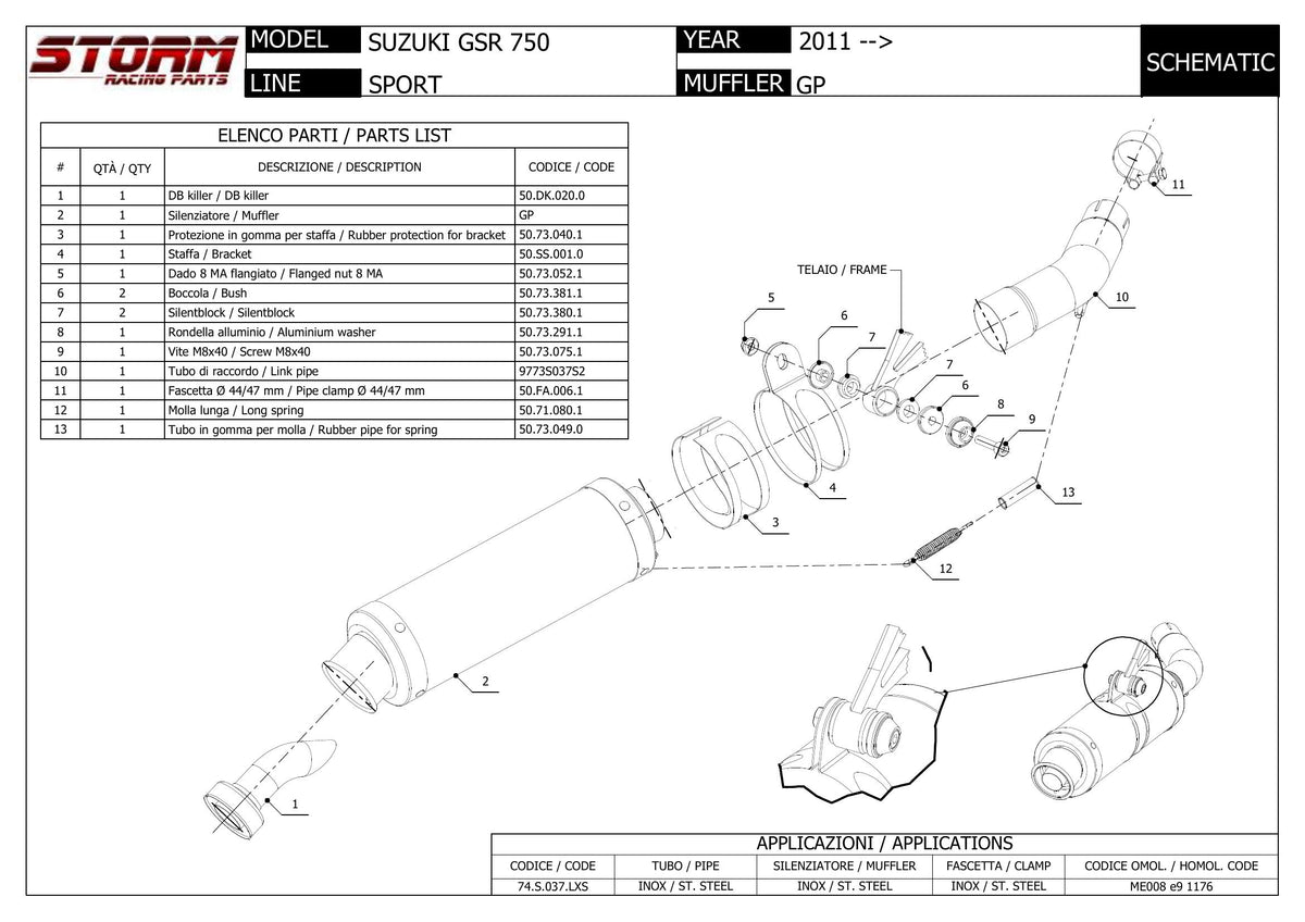 STORM GP Auspuff schwarz passend für Suzuki GSR 750 2011-2016