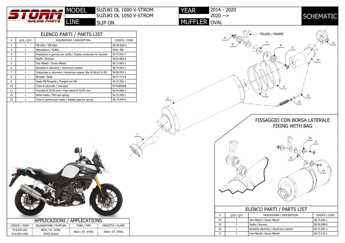 STORM OVAL Auspuff passend für SUZUKI V-STROM 1000 2014-2021