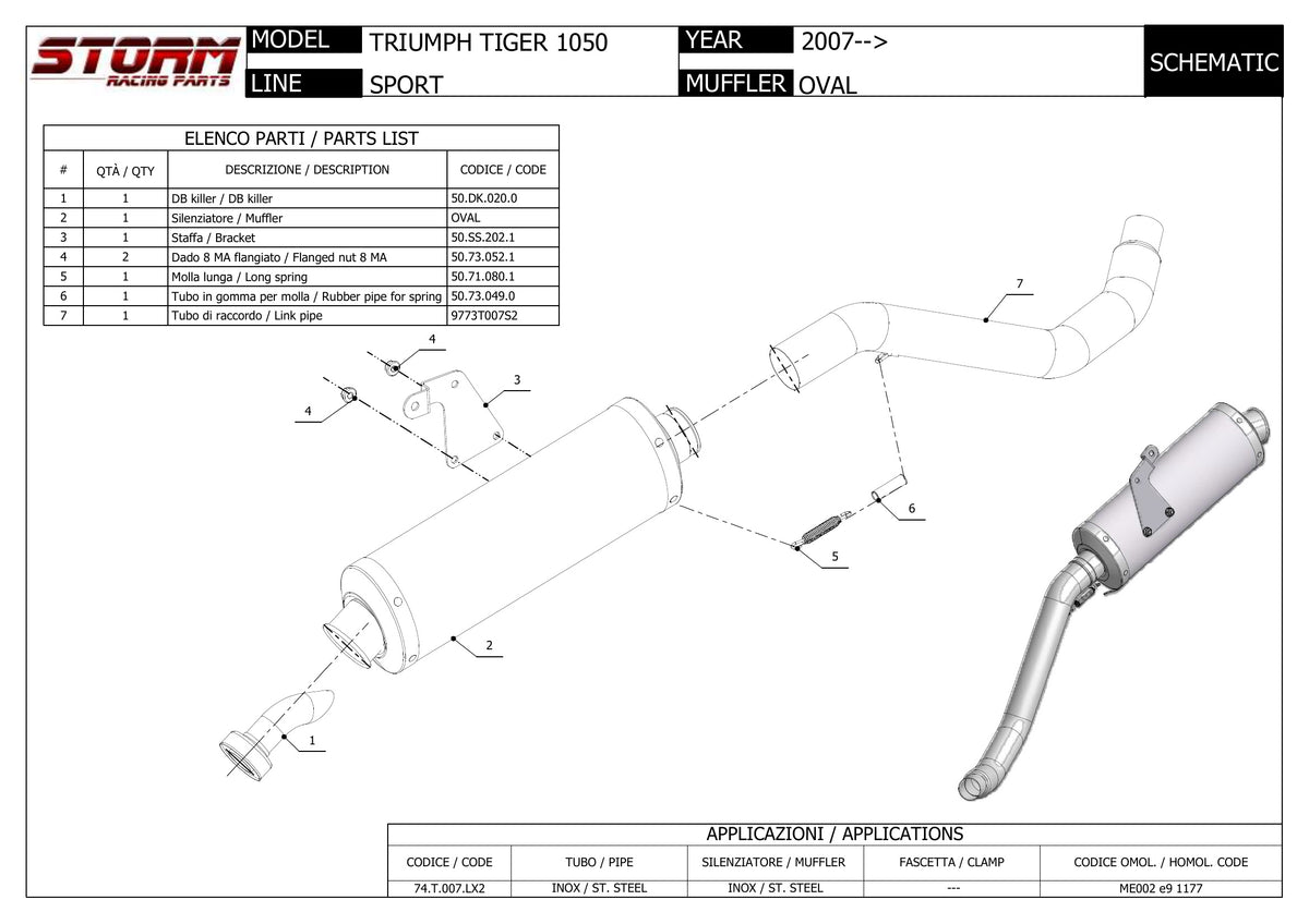 STORM OVAL Auspuff passend für Triumph Tiger 1050 2007-2013