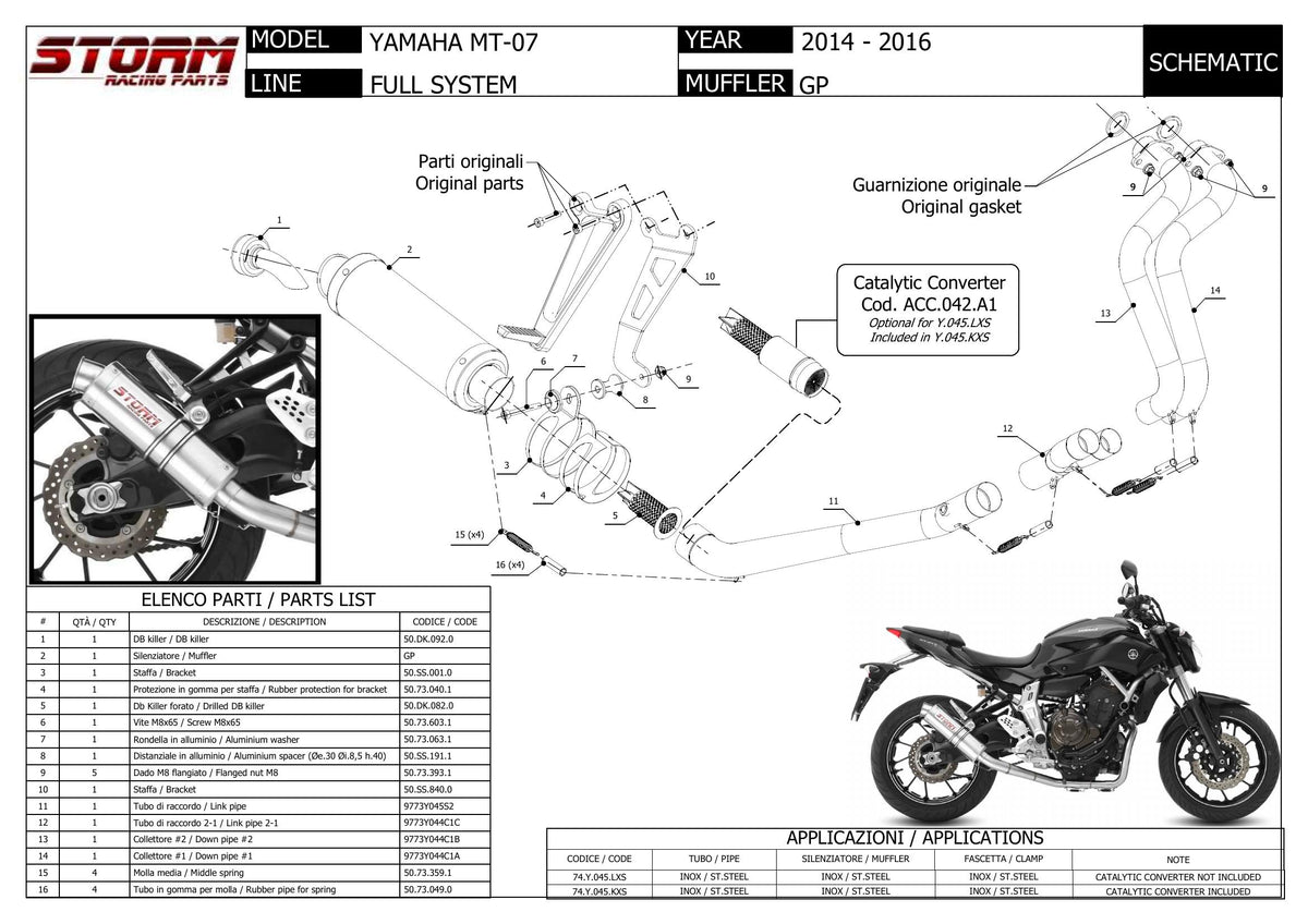 STORM GP Auspuff Komplettanlage passend für YAMAHA MT-07 2014-2024