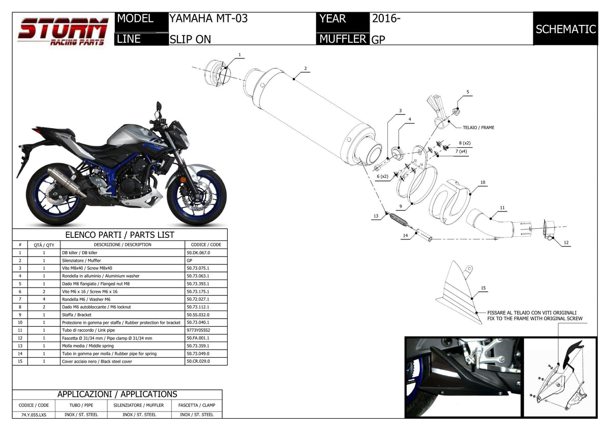 STORM GP Auspuff schwarz passend für Yamaha MT-03 2016-2026