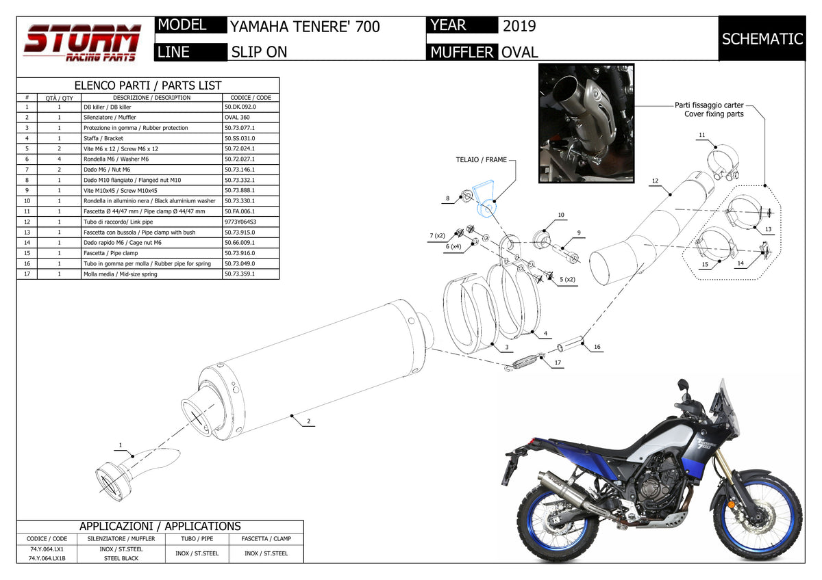 STORM OVAL Auspuff schwarz passend für Yamaha Tenere 700 2019-2026