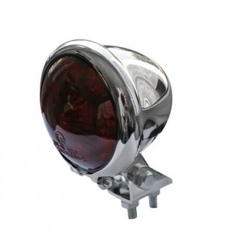 HIGHSIDER BATES STYLE Motorrad LED-Rücklicht, Gehäuse verchromt, rotes Glas