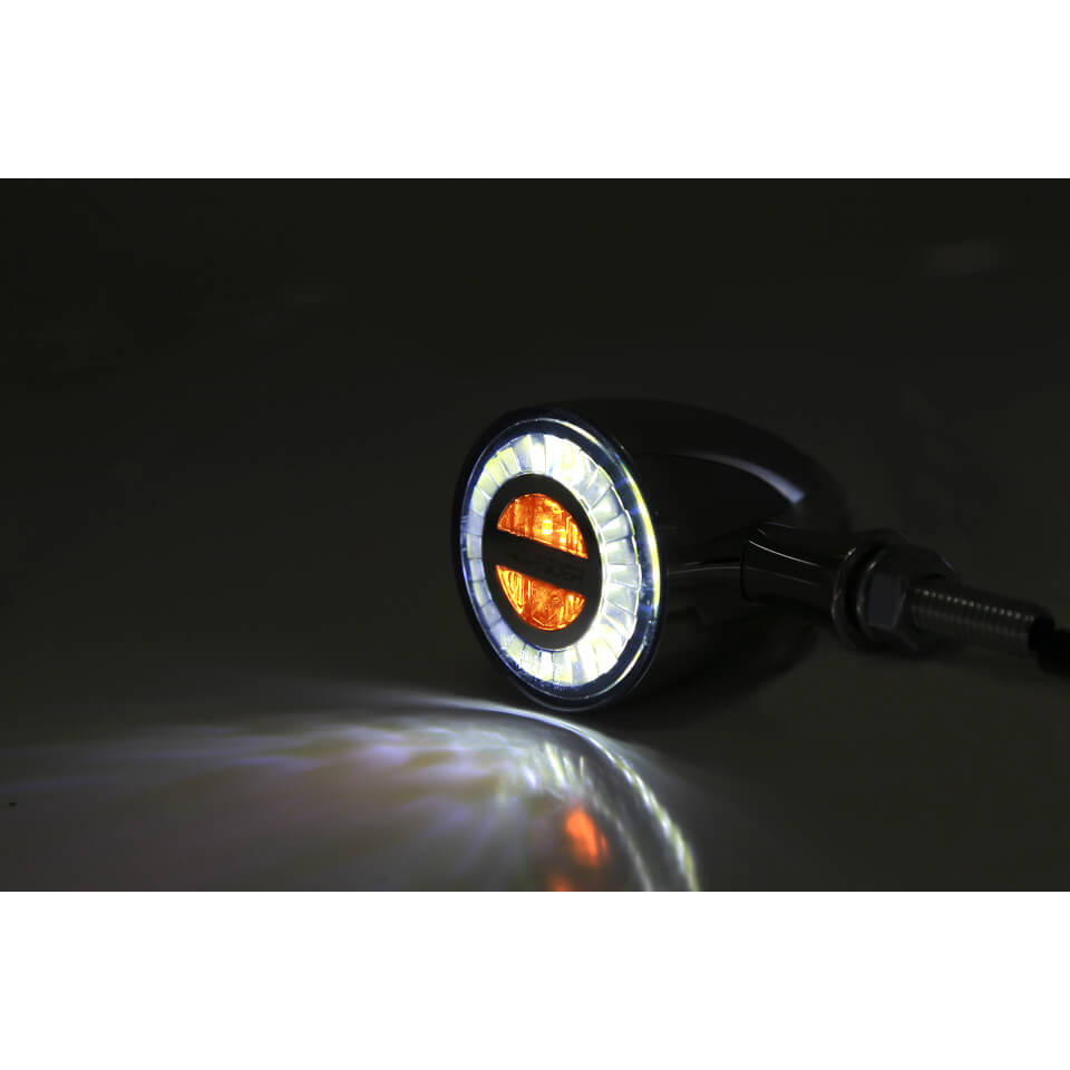HIGHSIDER Motorrad LED Blinker Positionslicht Rocket Bullet Chrom E-geprüft Paar