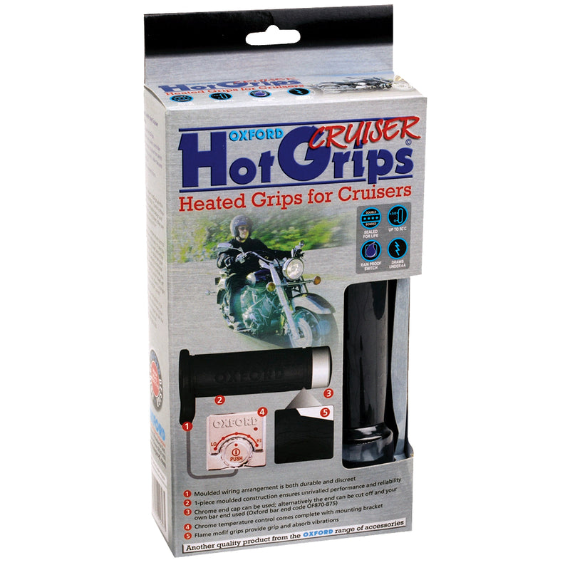 Oxford HotGrips Essential Cruiser – Motorrad Heizgriffe mit Chromschalter