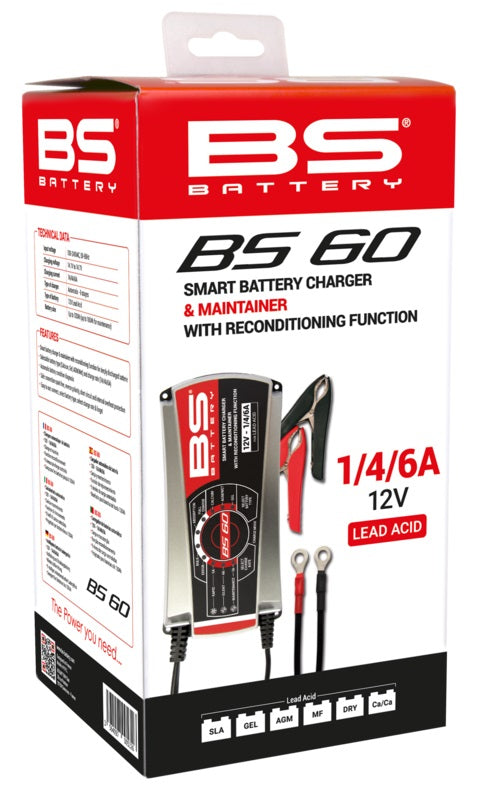 BS BATTERY BS60 12V Motorrad Batterieladegerät 1/4/6A – für Blei-Batterien